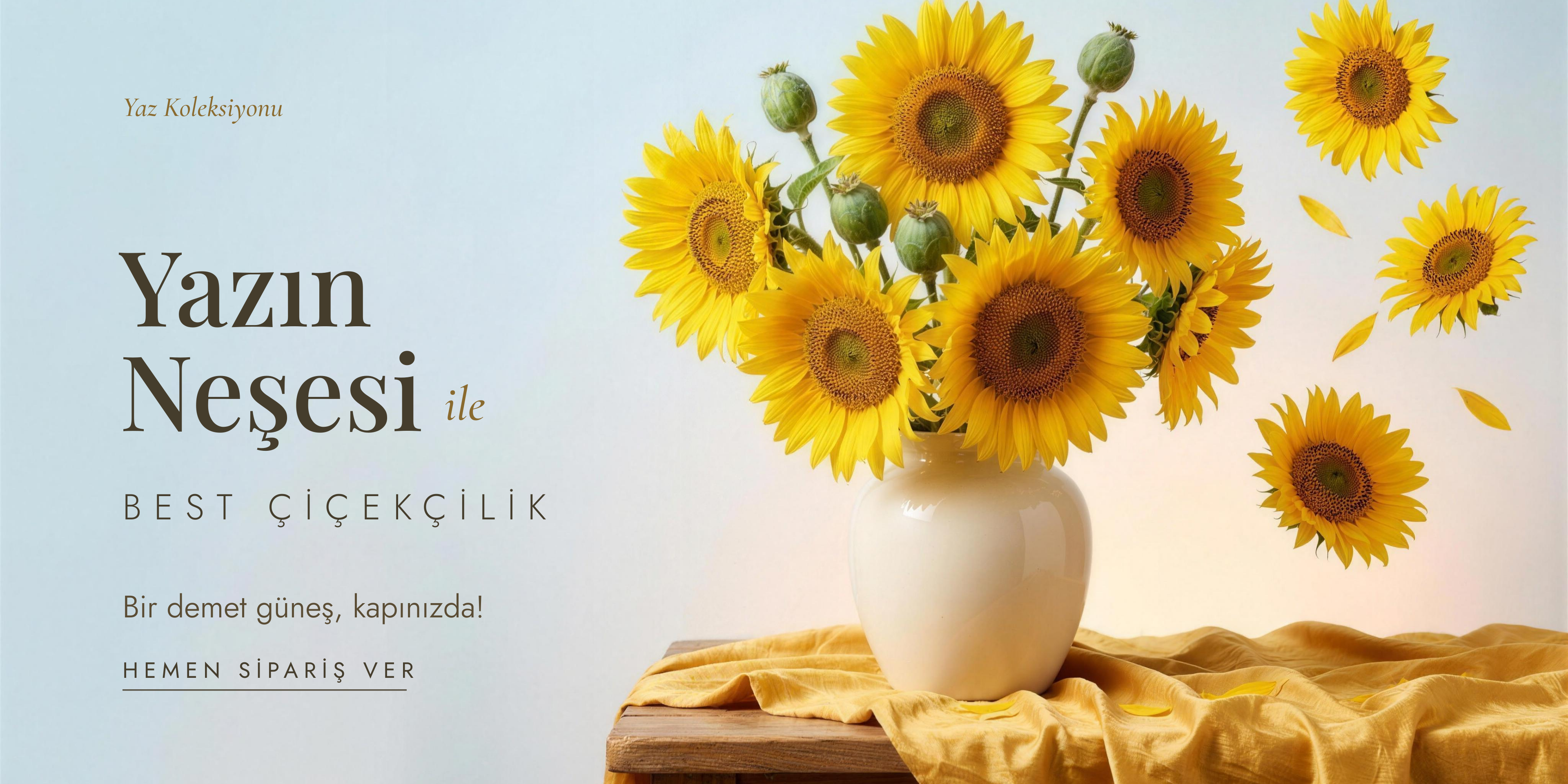 Yazın Neşesi ile Best Çiçekçilik — ayçiçeği buketi
