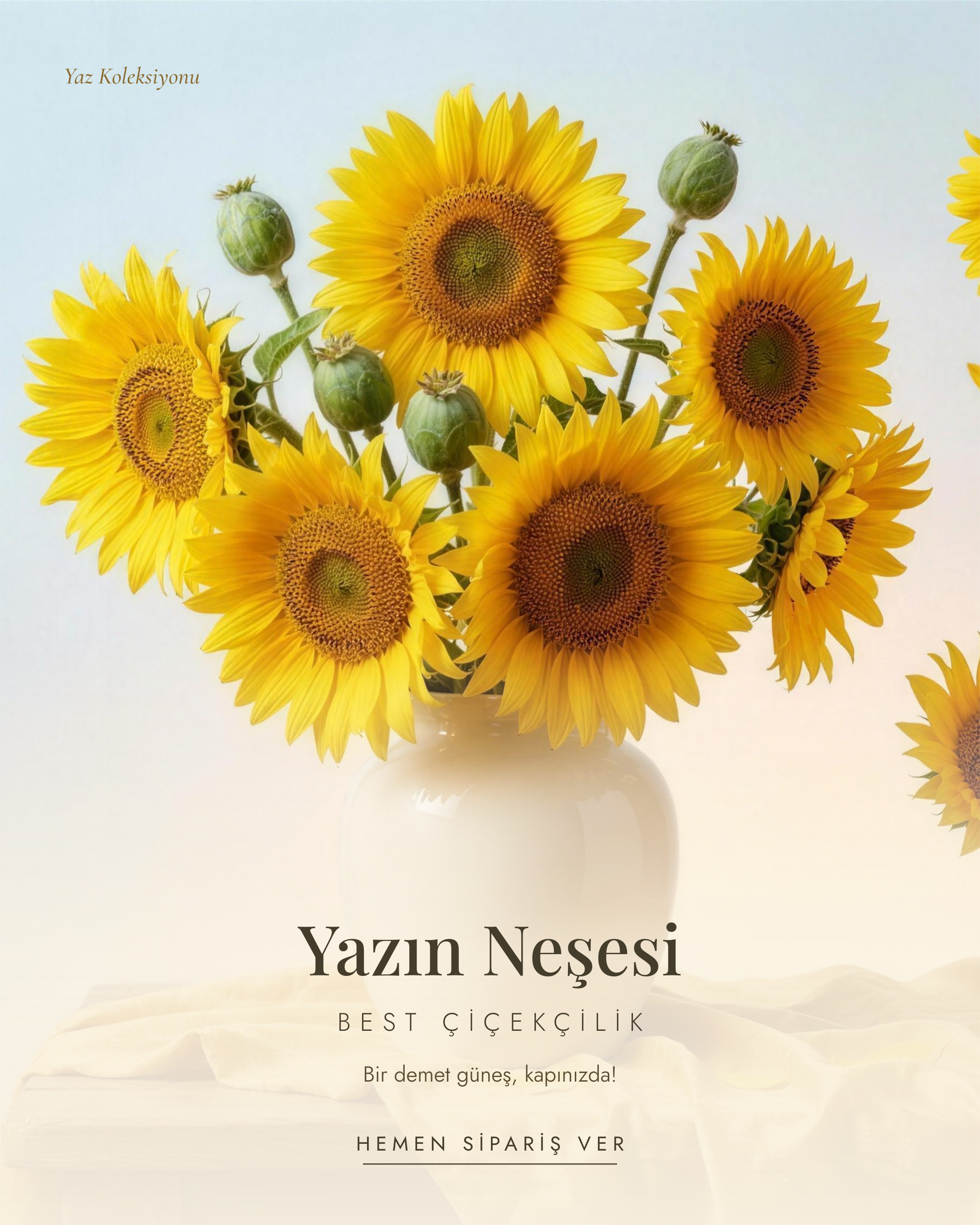 Yazın Neşesi ile Best Çiçekçilik — ayçiçeği buketi